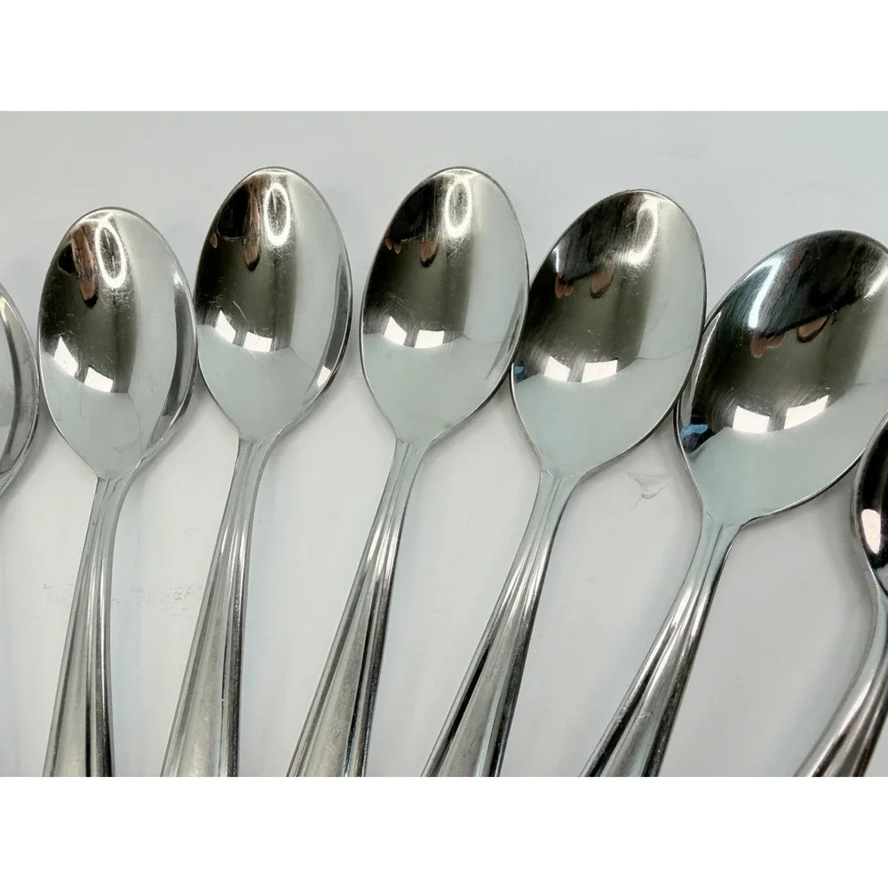 Oneida Satin Bristol Everdale Stainless Soup Spoons Lot Of 10